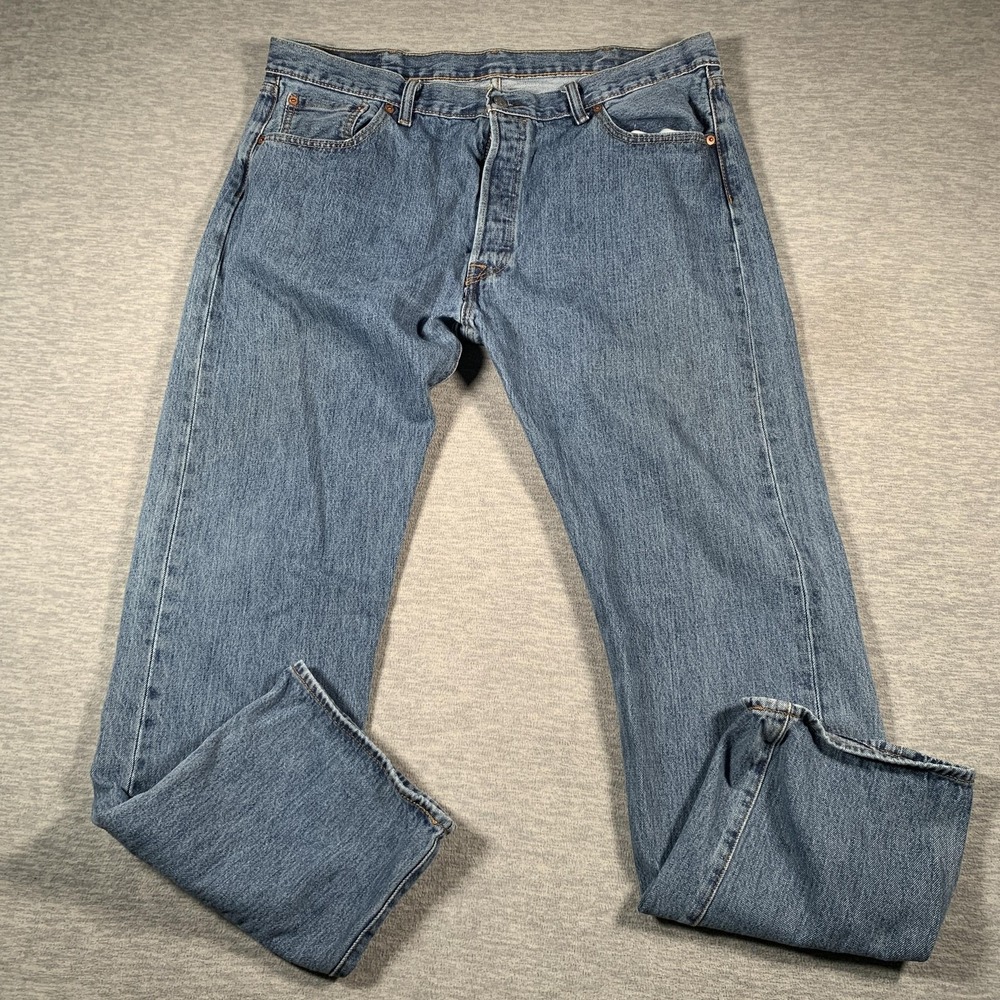 Levis‎ 501 Jeans Mens 34x34 Blue Denim Straight Leg Button Fly Original Fit